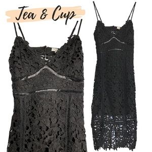 NWT, Tea & Cup, Guipure Lace Black Dress, Black